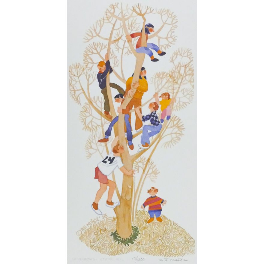 Rie Munoz "Neighbors - Starr Hill" 1993 Signed Print 18" x 11" Sheet.