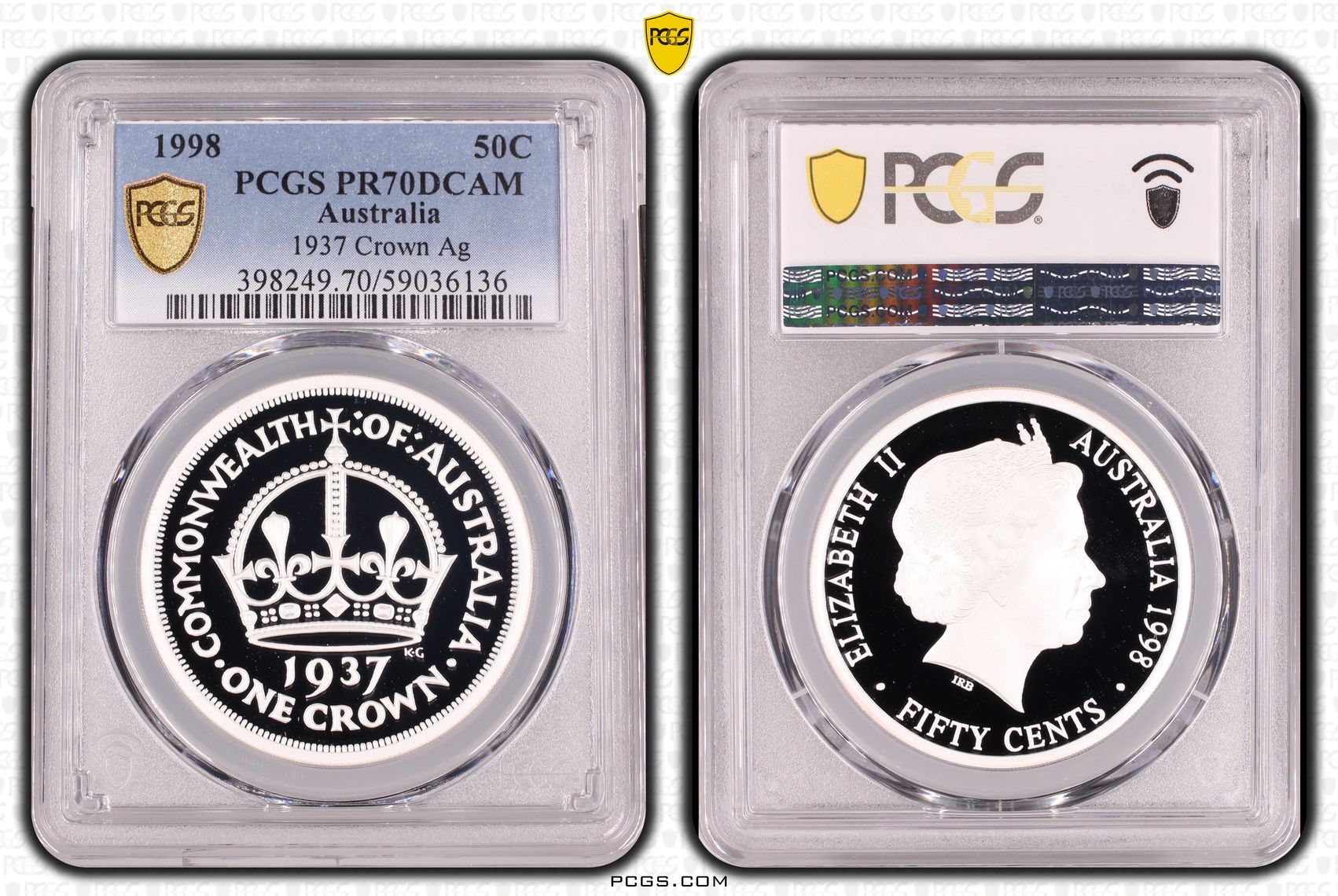 1937 Crown Ag, Fifty Cent, 1998, PCGS PR70DCAM