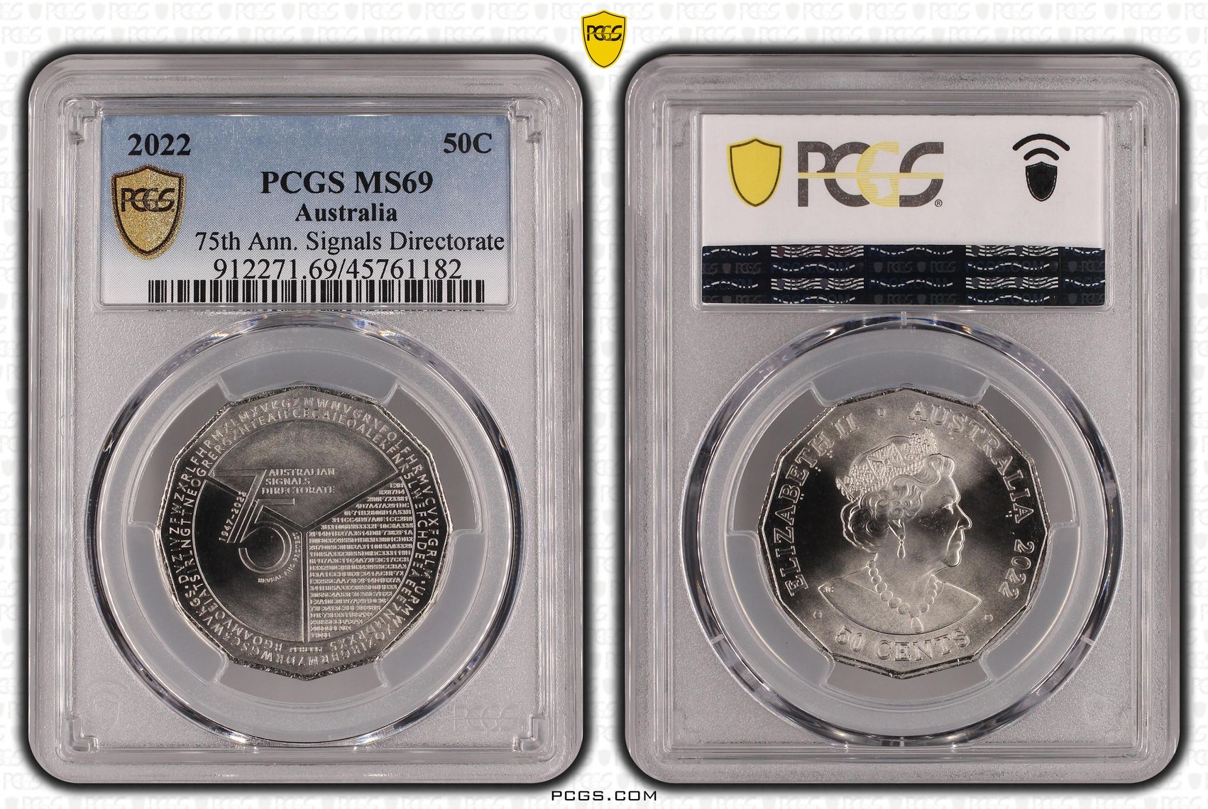 75th Ann. Signals Directorate, Fifty Cent, 2022, PCGS MS69