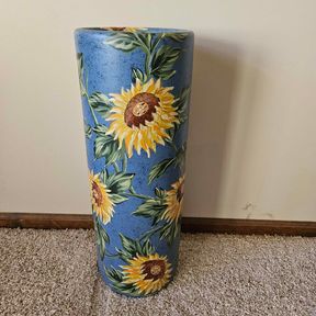 Sunflower Design Decorative Pottery Umbrella Holder