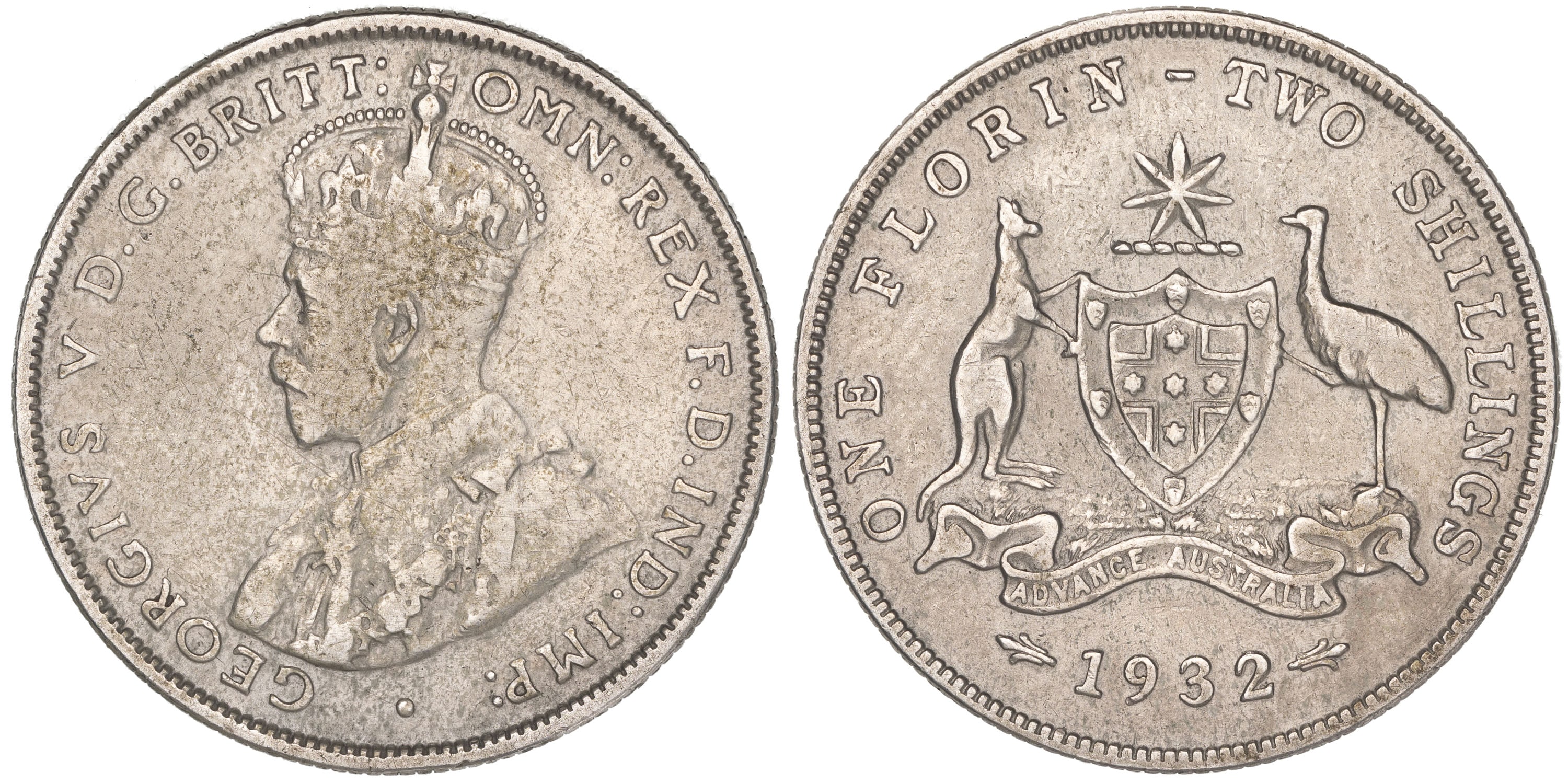 George V, Florin, 1932, VG