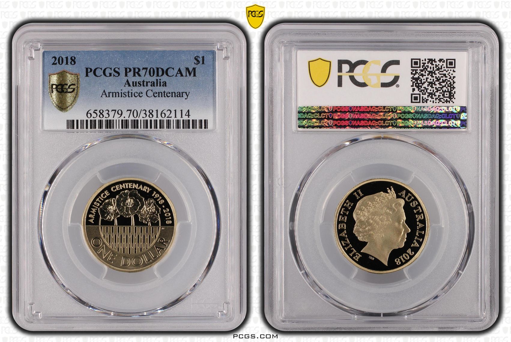 Armistice Centenary, One Dollar, 2018, PCGS PR70DCAM