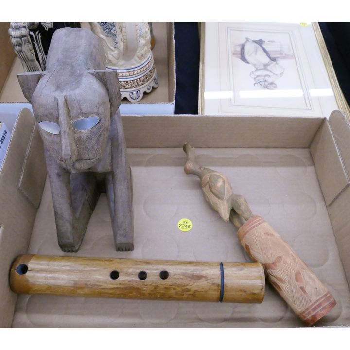 Box Papua New Guinea Carvings and Hawaiian Flute