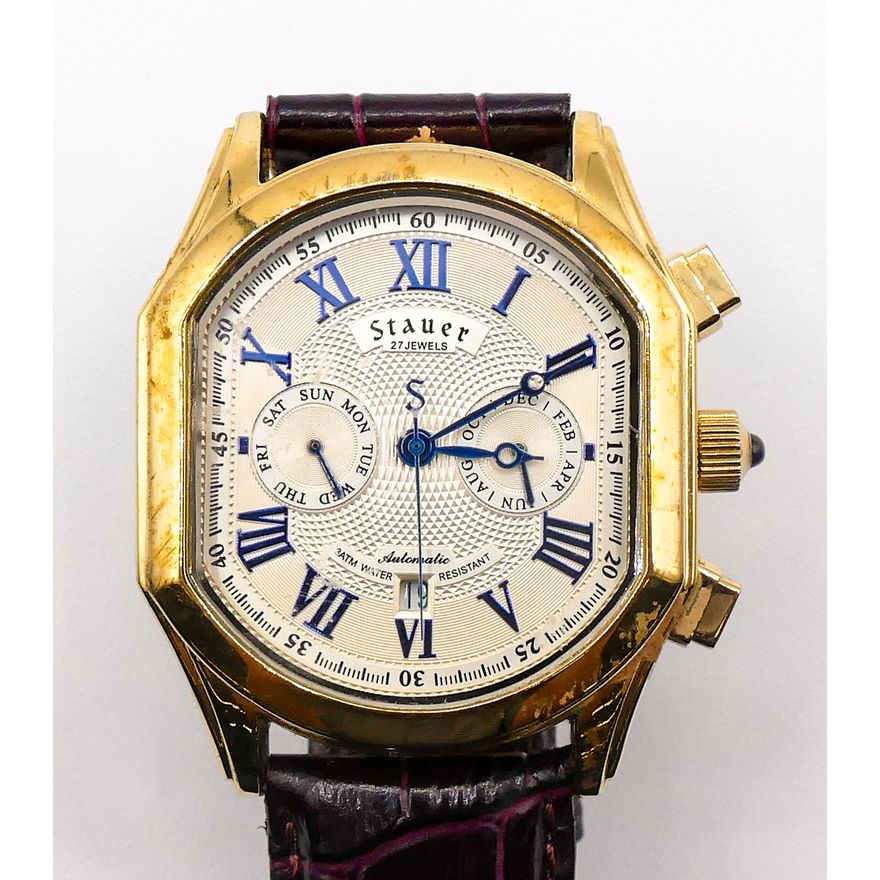 Men's Stauer Automatic 27 Jewel Triple Date Wrist Watch
