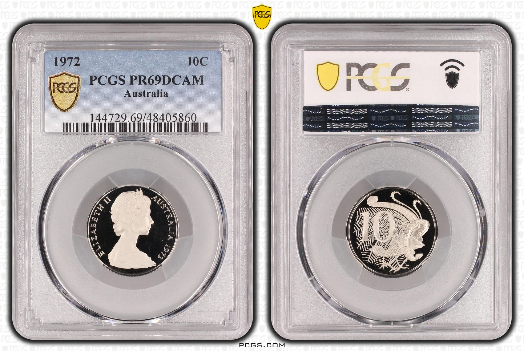 Elizabeth II, Ten Cent, 1972, PCGS PR69DCAM