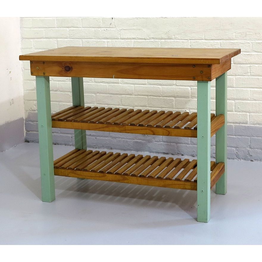 PAINTED PINE THREE-TIER SERVER TABLE