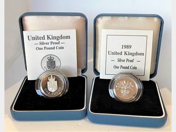 1988 & 1989 ELIZABETH II SILVER PROOF ONE POUNDS