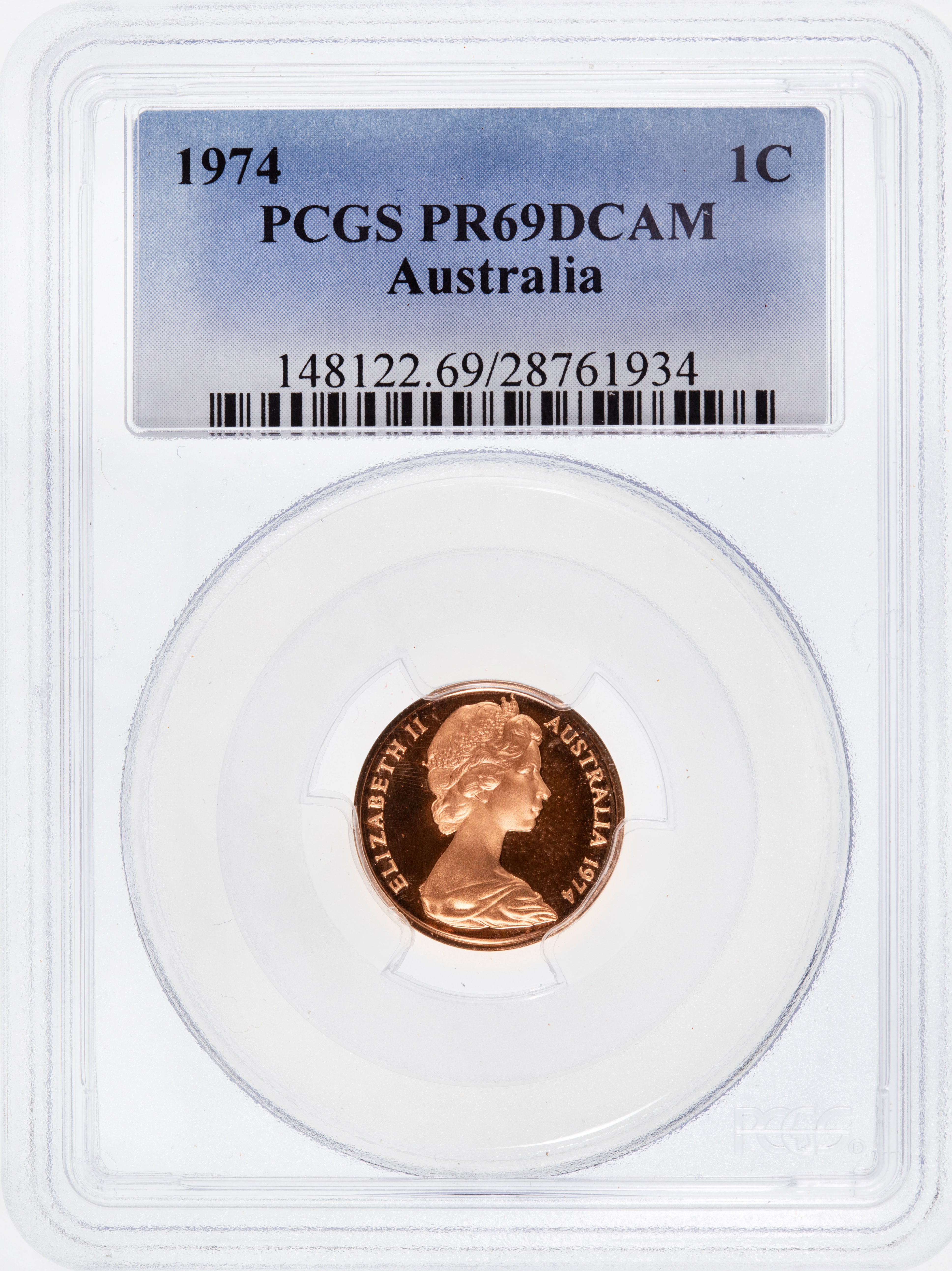 One Cent, 1974, Pcgs Pr69dcam