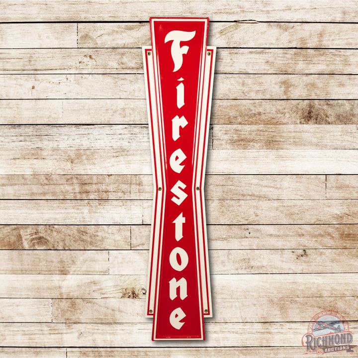 6' Firestone Tires Die Cut Vertical Tin Sign