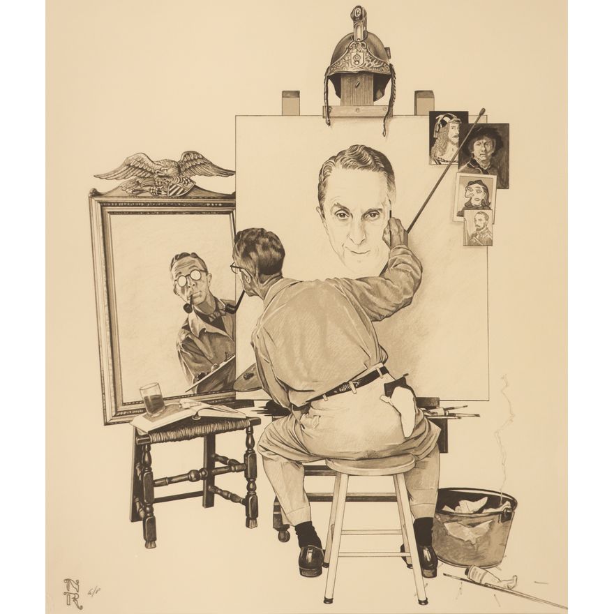 Norman Rockwell ''Triple Self Portrait'' 1983 Lithograph