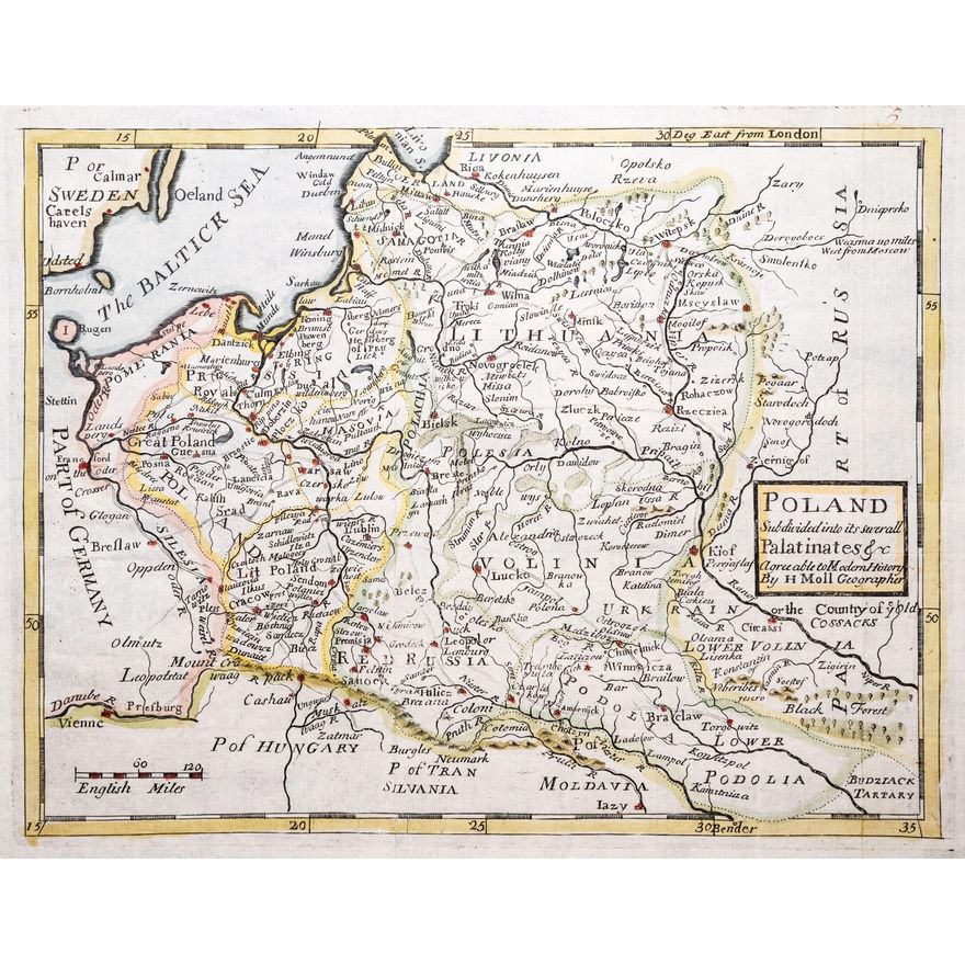 Herman Moll | Poland subdivided into its severall Palatinates & c