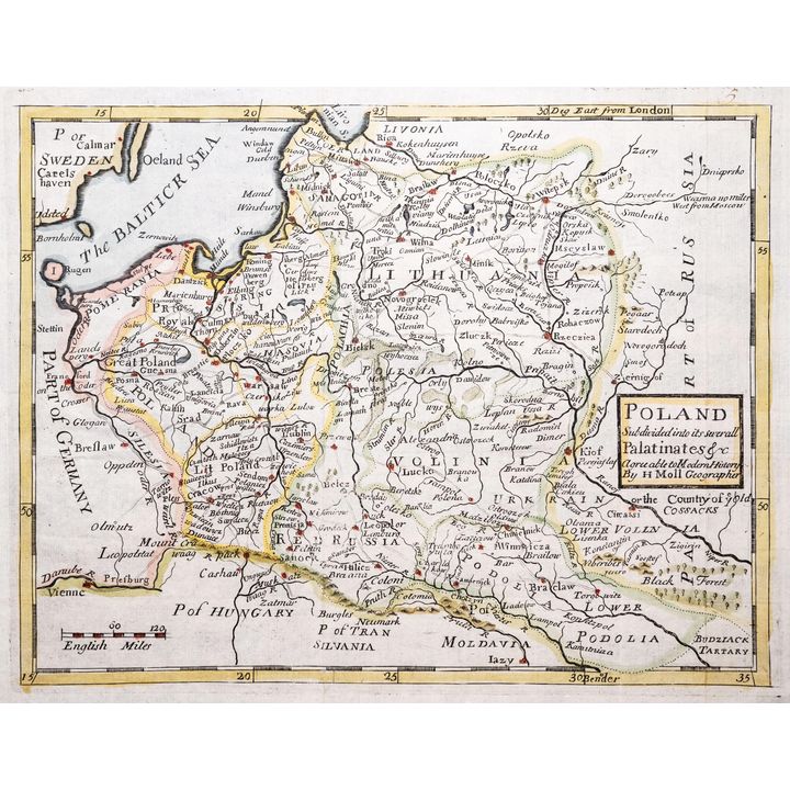 Herman Moll | Poland subdivided into its severall Palatinates & c