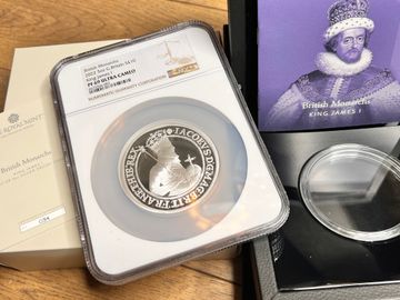 2022 ELIZABETH II 'JAMES I' SILVER 5oz PROOF 10 POUND COIN PF69 UCAM