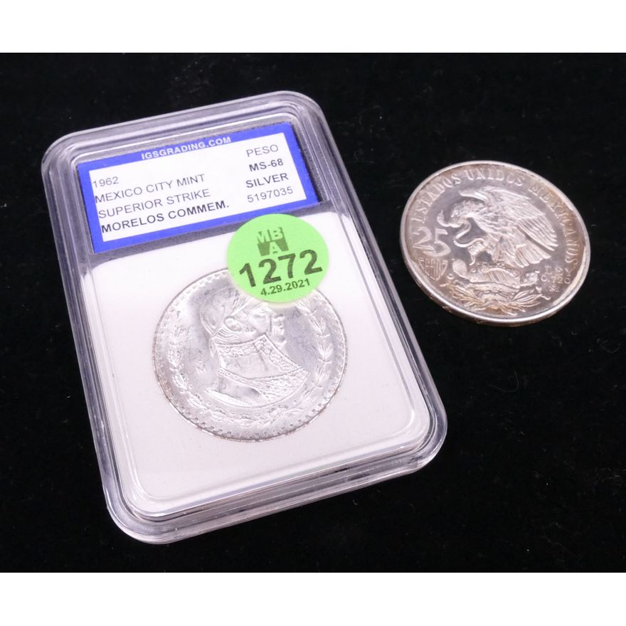 2pc Graded Mexican Silver Coin Etc