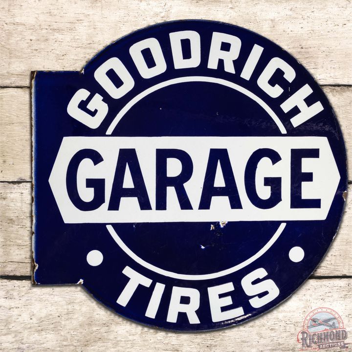 Goodrich Garage Tires DS Porcelain Flange Sign