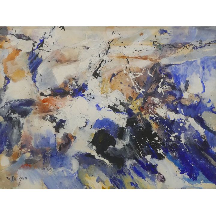 Abstract Mixed Media Painting signed M. Durgan.