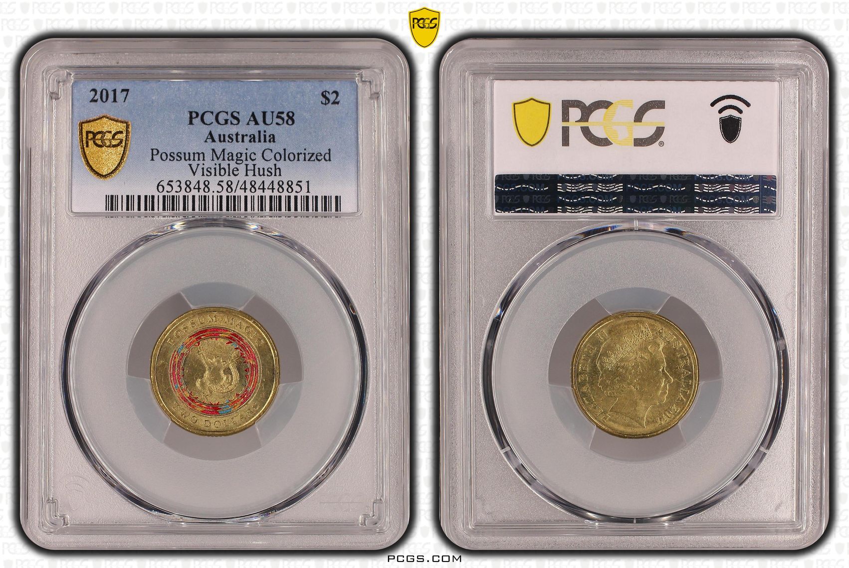 Elizabeth II, Possum Magic - Visible Hush, Two Dollar, 2017, PCGS AU58