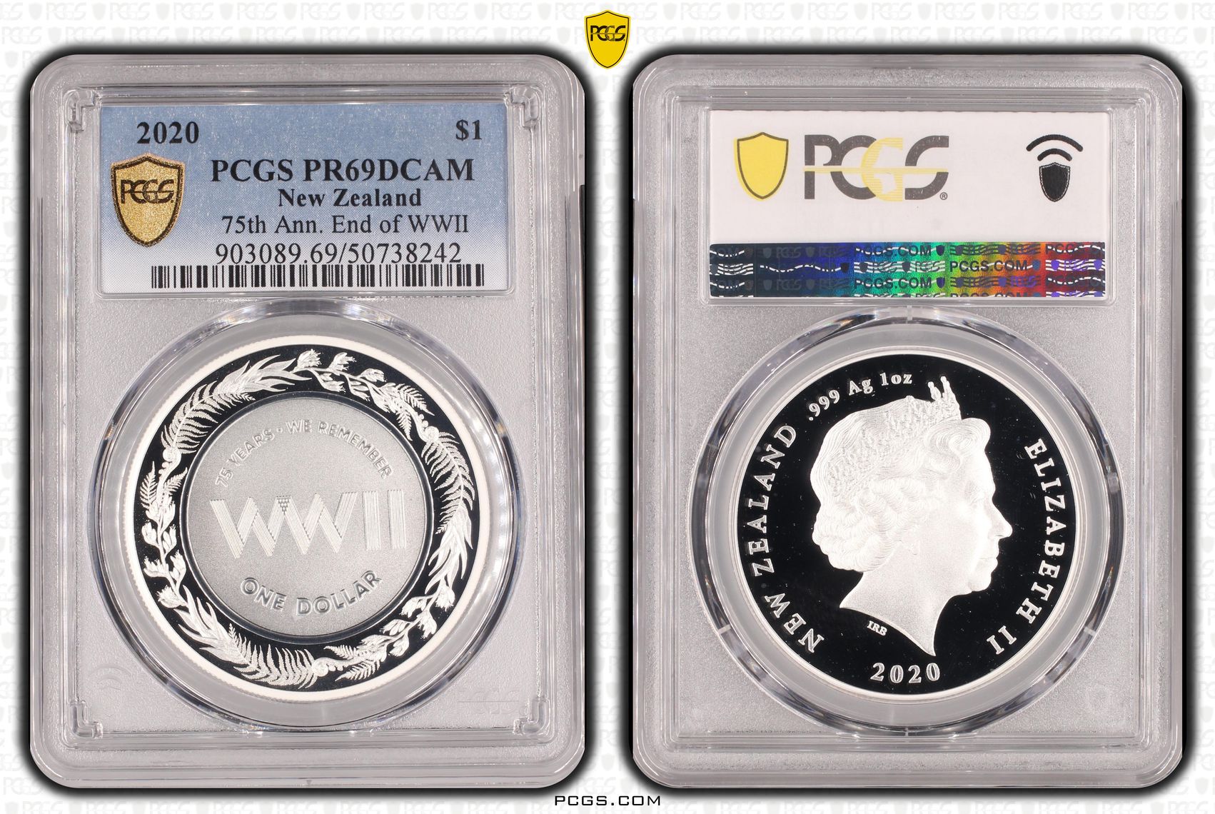 New Zealand, 75th Ann. End of WWII , One Dollar, 2020, PCGS PR69DCAM