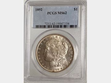 1892 USA PHILIDELPHIA MINT SILVER MORGAN DOLLAR MS62