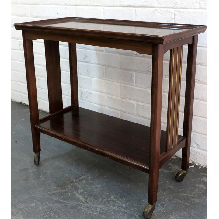 MAHOGANY TWO-TIER TROLLEY