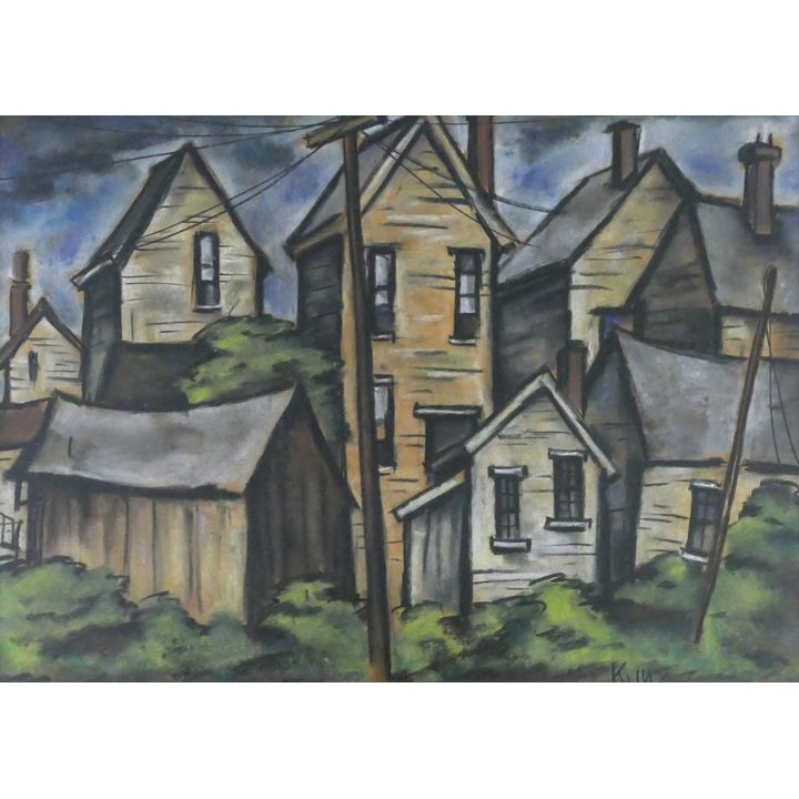 Don Kunz ''Portland Houses'' Oil Pastel