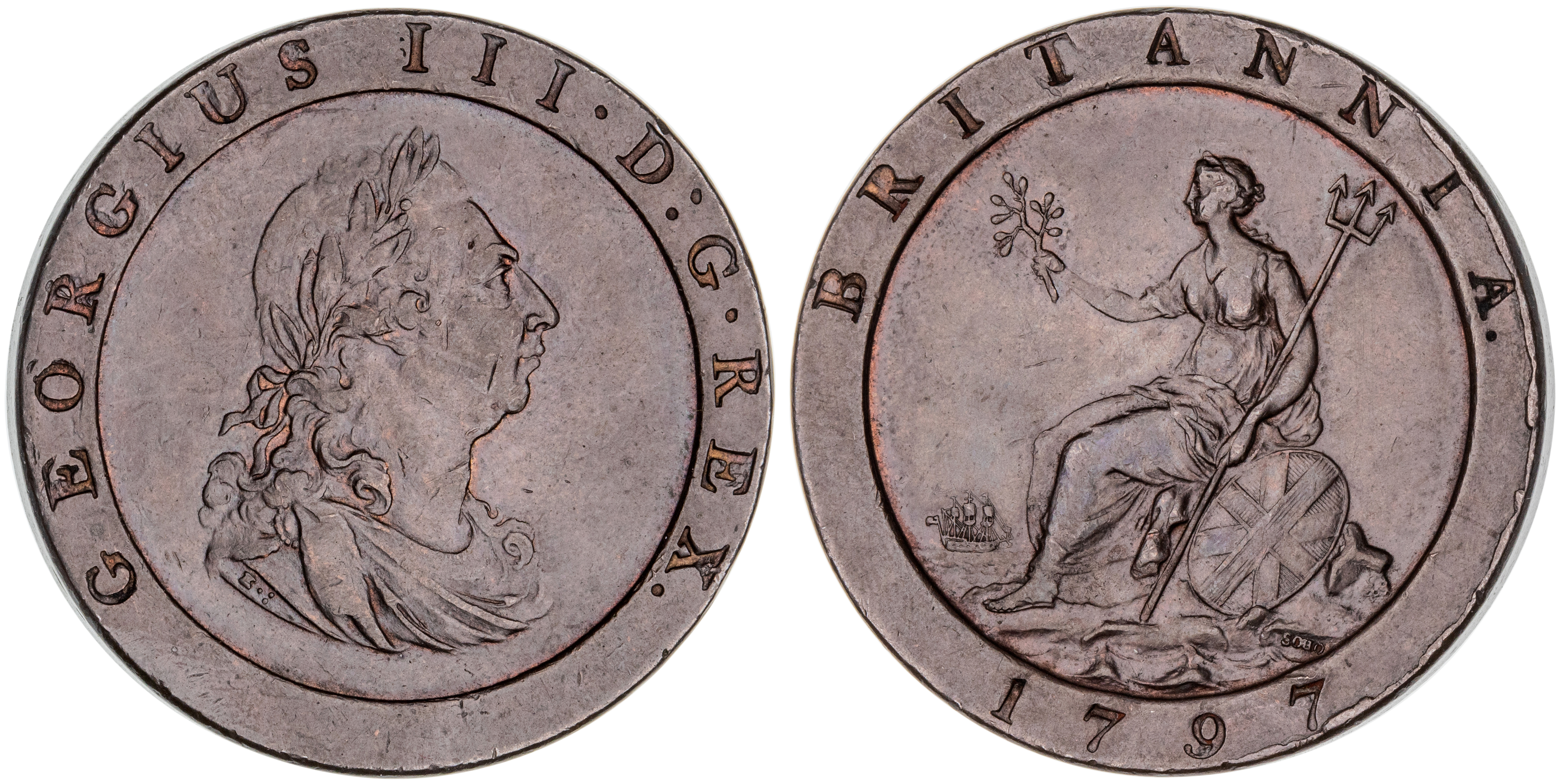 Great Britain, George III, Penny, 1797, EF