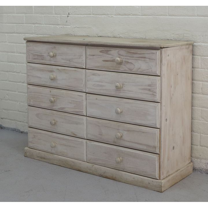 WASHED PINE CHEST OF DRAWERS