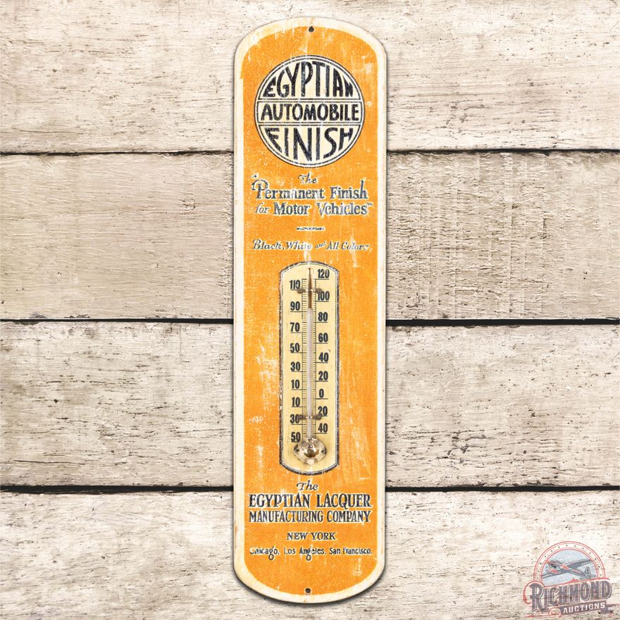 Egyptian Automobile Finish Wooden Advertising Thermometer Sign