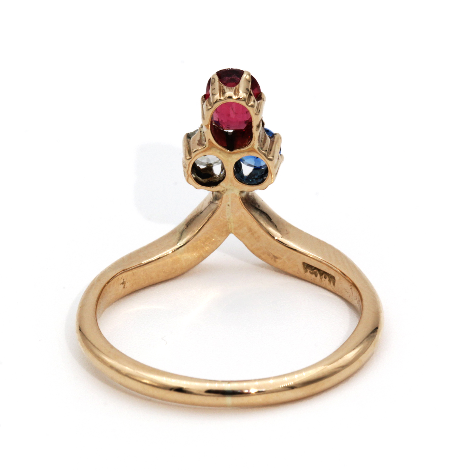 396 · 18ct Gold, Diamond & Colour Gemstone Ring 3.19g
