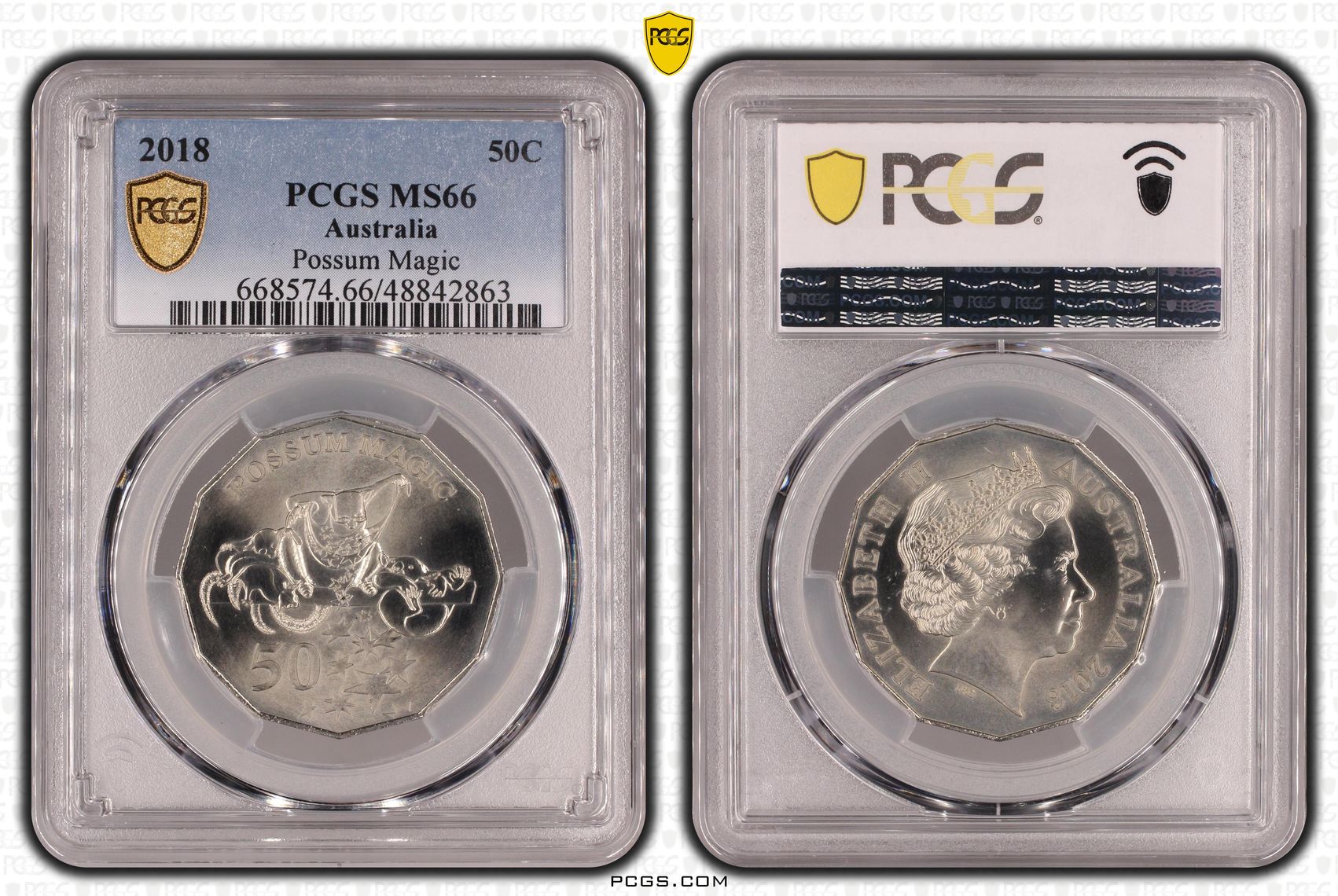 Elizabeth II, Possum Magic, Fifty Cent, 2018, PCGS MS66