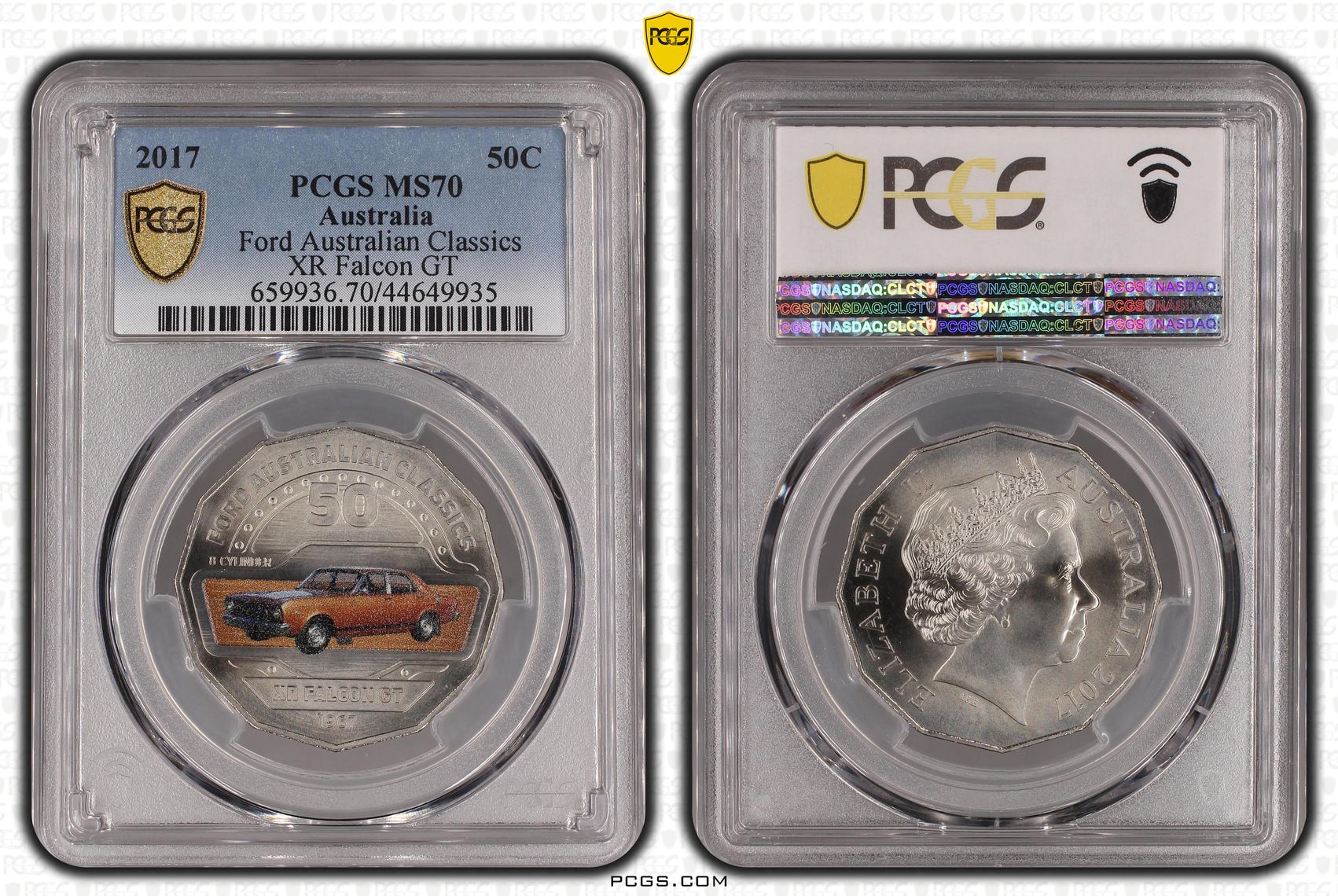 141 · 2017 Australia Fifty Cent, 50c Ford Australian Classics - XR Falcon GT PCGS - MS70 POP 1/0 -935