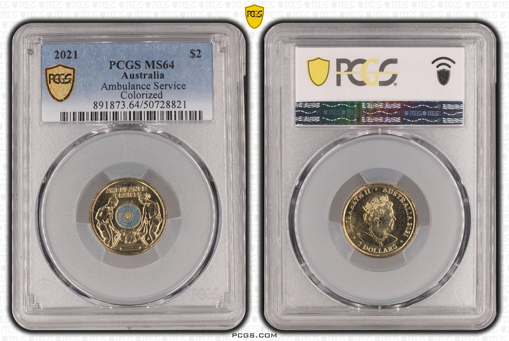 Ambulance Service Colourised, Two Dollar, 2021, PCGS MS64