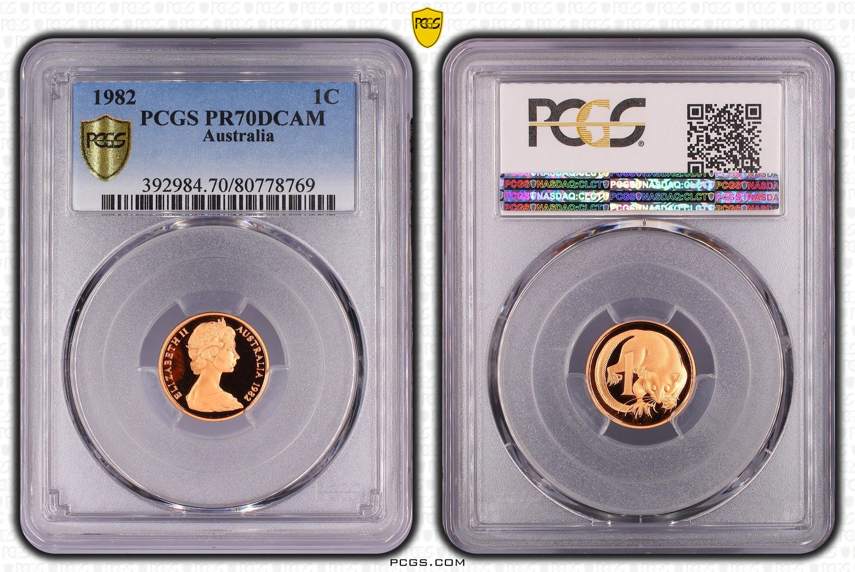 Elizabeth II, One Cent, 1982, PCGS PR70DCAM