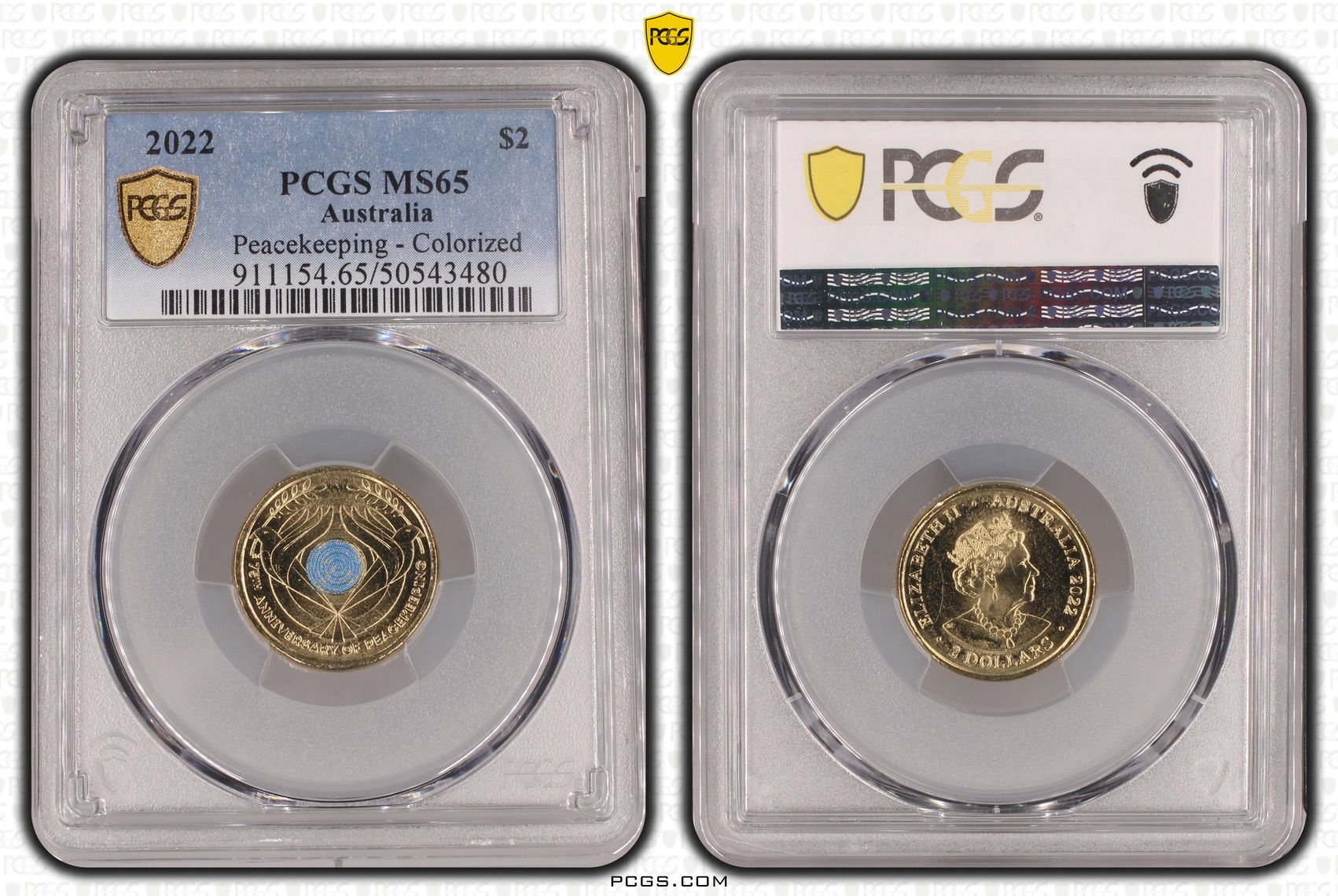 Peacekeeping - Colourised, Two Dollar, 2022, PCGS MS65