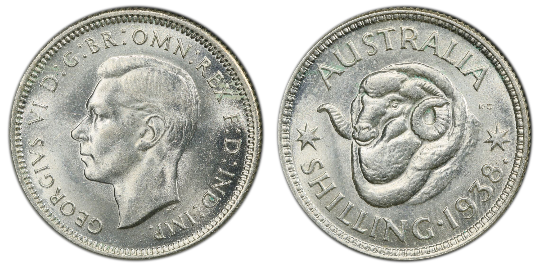 George VI, , Shilling, 1938(m), PCGS MS63
