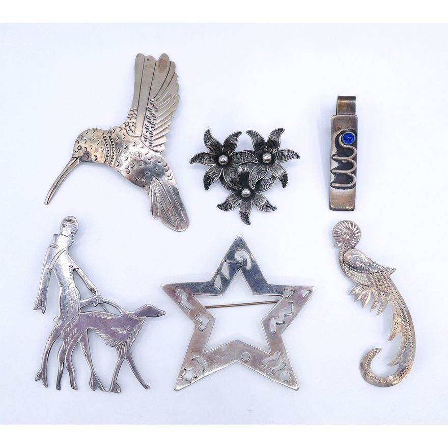 Box Sterling Figural Brooches etc. 49 Grams TW
