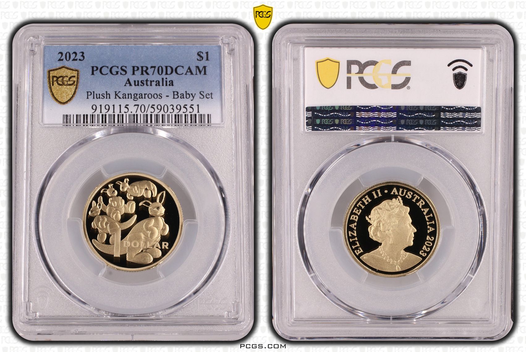 Plush Kangaroos - Baby Set, One Dollar, 2023, PCGS PR70DCAM
