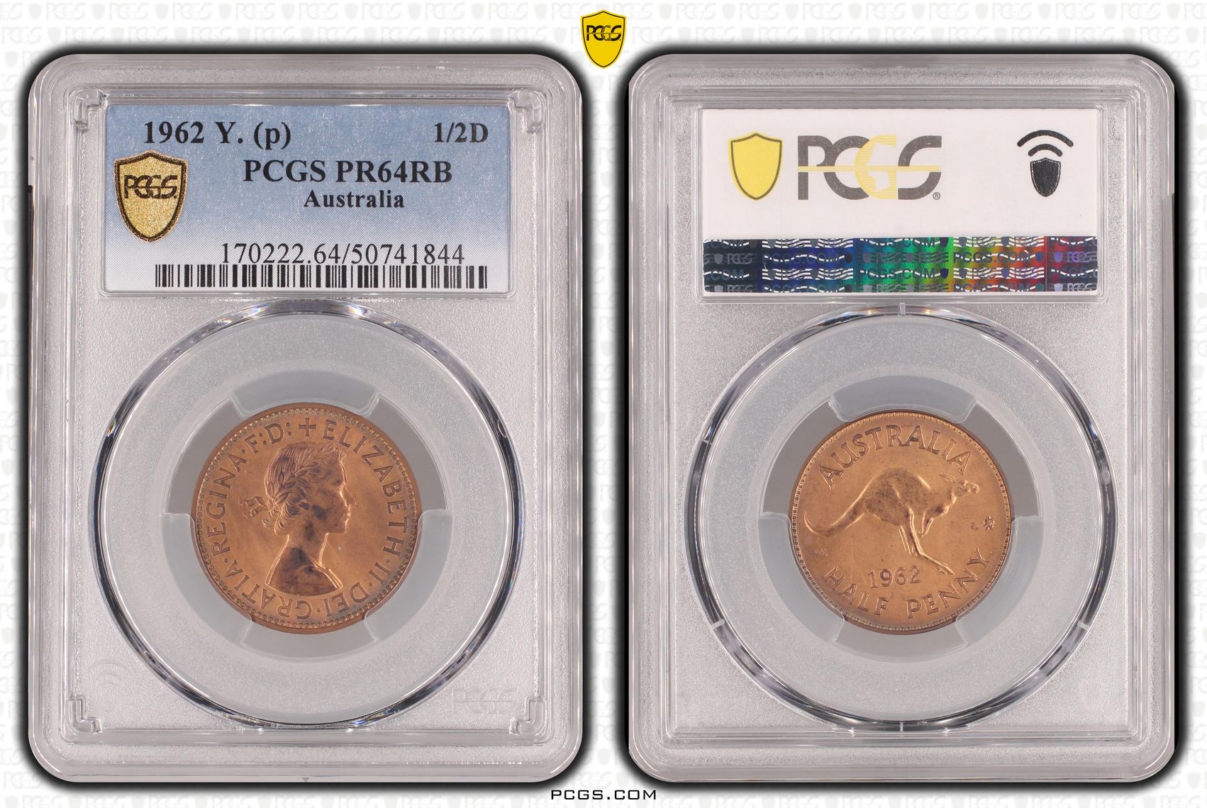 Elizabeth II, Halfpenny, 1962, PCGS PR64RB