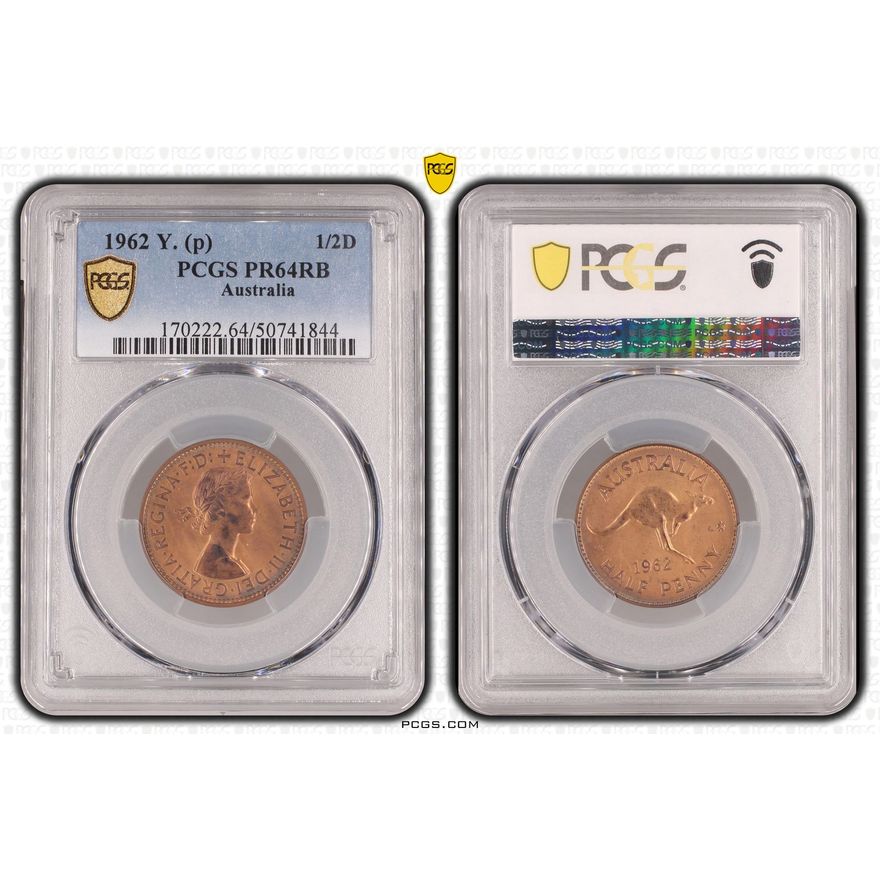Elizabeth II, Halfpenny, 1962, PCGS PR64RB