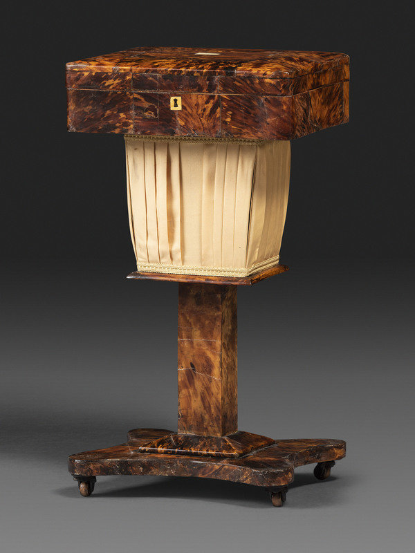 A Regency Tortoiseshell Veneered Sewing Table