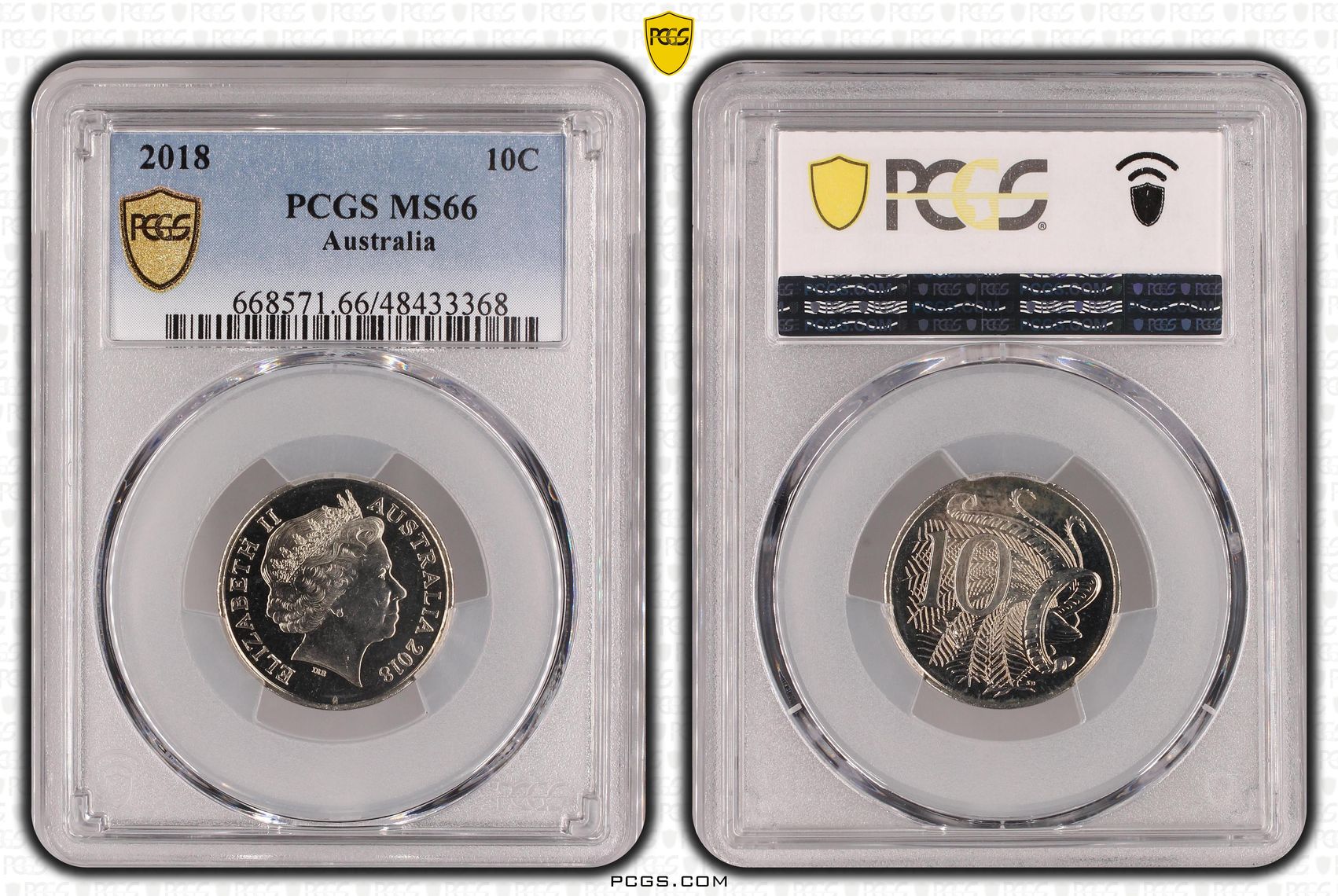 Elizabeth II, Ten Cent, 2018, PCGS MS66