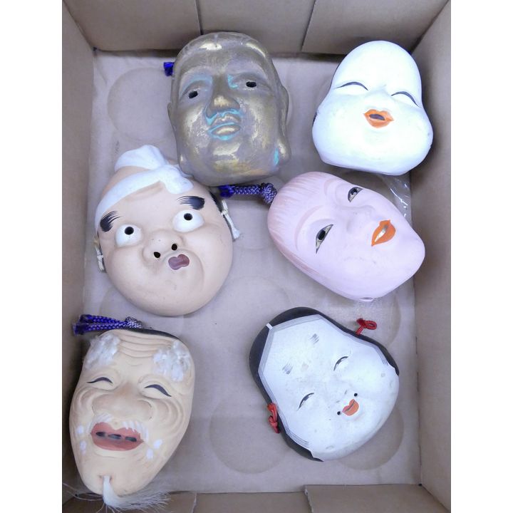 Box Japanese Miniature Mask Bells- 6pc, 3.5''