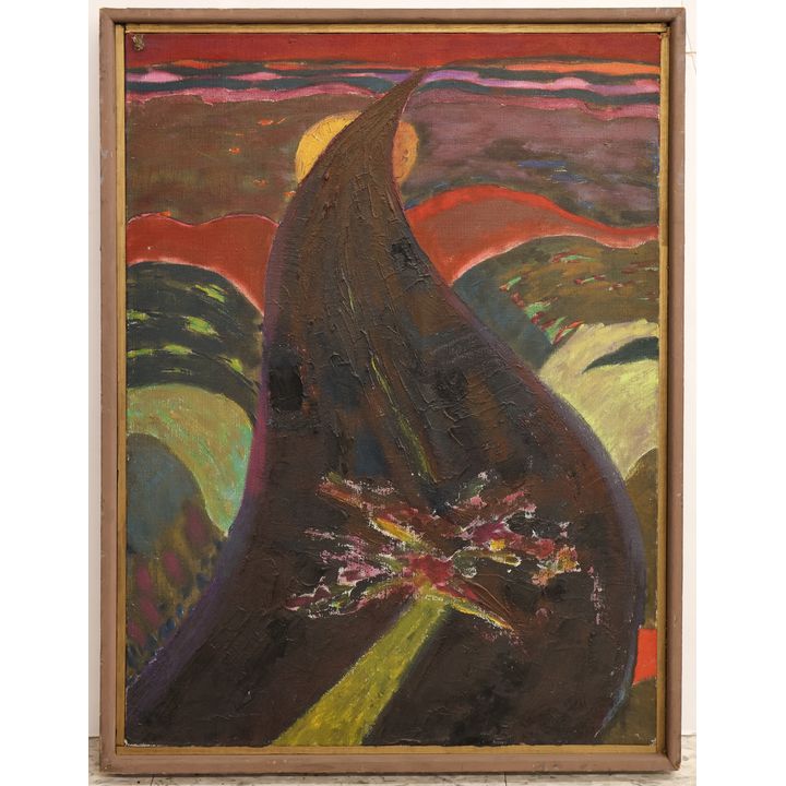 Jack McLarty ''The Road'' 1950's Oil on Canvas Framed 26''x20''