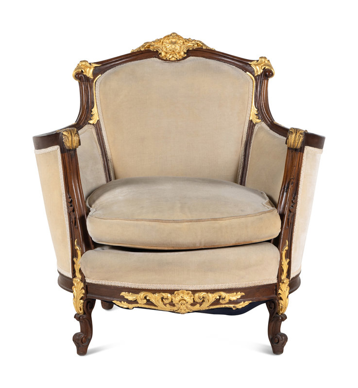 A Louis XV Style Parcel-Gilt Bergère