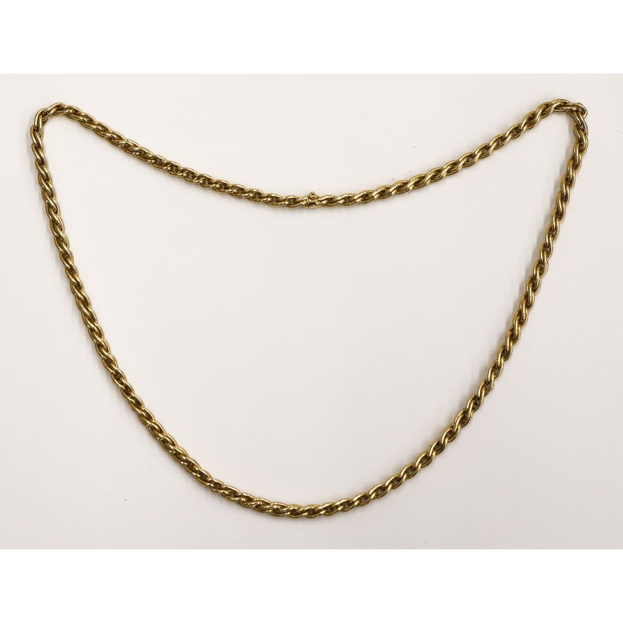 German 18k Wheat Link Chain Necklace
