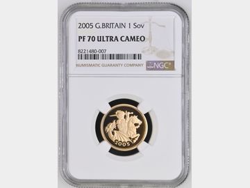 2005 ELIZABETH II PROOF GOLD SOVEREIGN PF70 UCAM TOP POP!