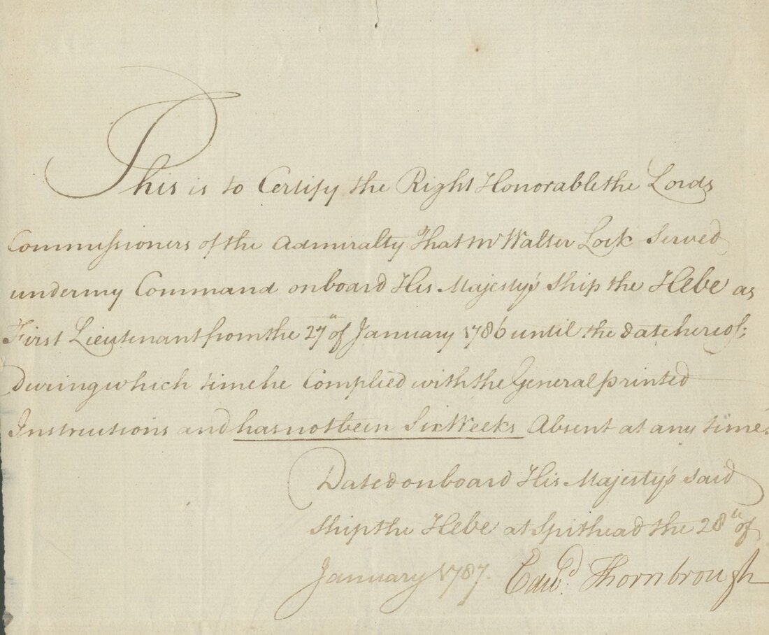 A collection of 18th century Royal Navy certifications, featuring ...