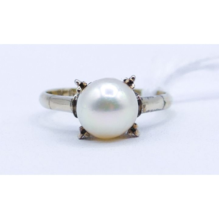 Ladies Vintage 14k Pearl 9mm Ring Size 6 - 2.5 Grams