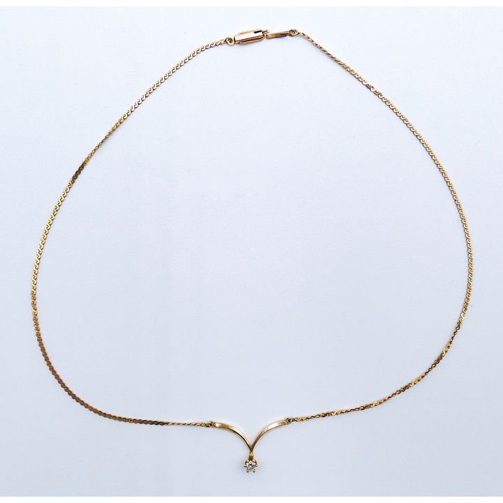 Ladies 14k Diamond Pendant Necklace 16'' - 4.4 Grams