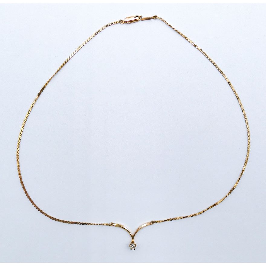 Ladies 14k Diamond Pendant Necklace 16'' - 4.4 Grams
